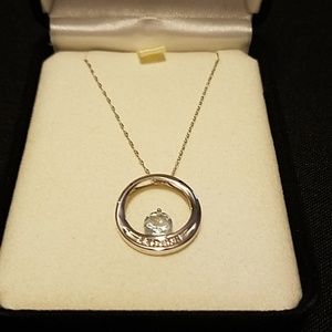 Circular Pendant with Aquamarine Stone & Diamonds